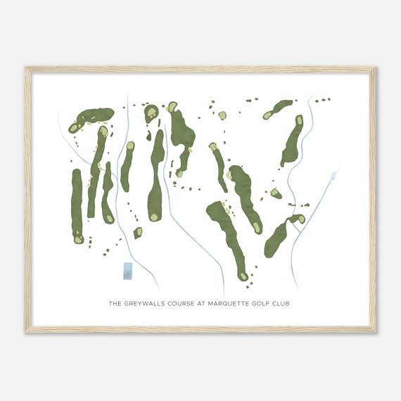 The Greywalls Course At Marquette Golf Club Michigan Modern Watercolor Map Golfer Gift Golf Wall Art Golf Poster Print