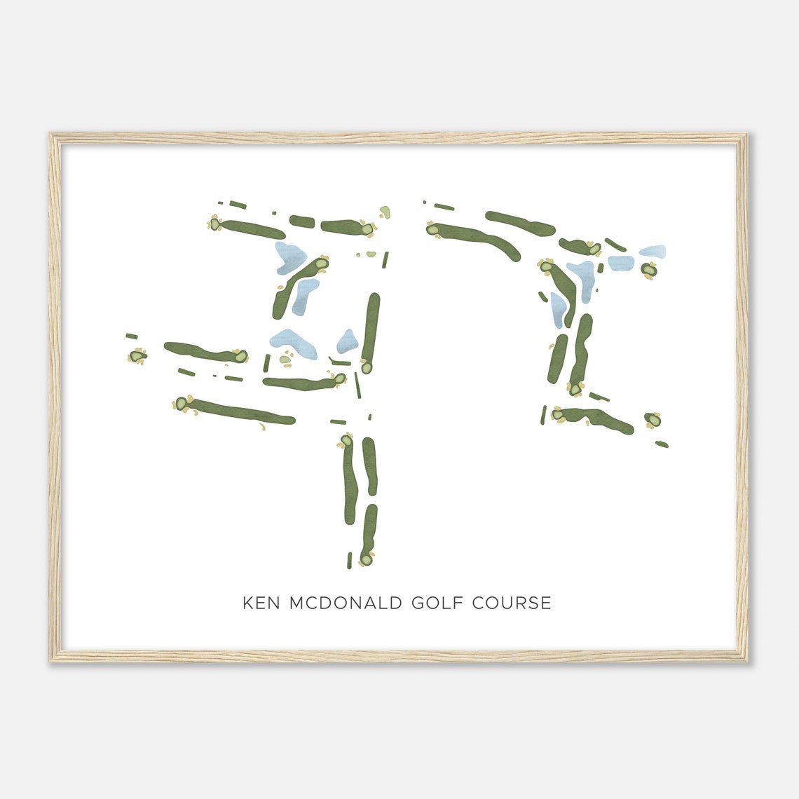 Ken McDonald Golf Course Modern Watercolor Course Map Art Poster