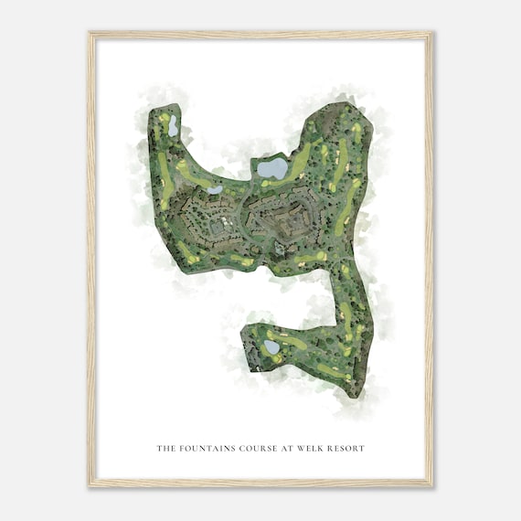 The Fountains Course At Welk Resort California Classic Watercolor Map Golfer Gift Golf Wall Art Golf Poster Print Course Layout
