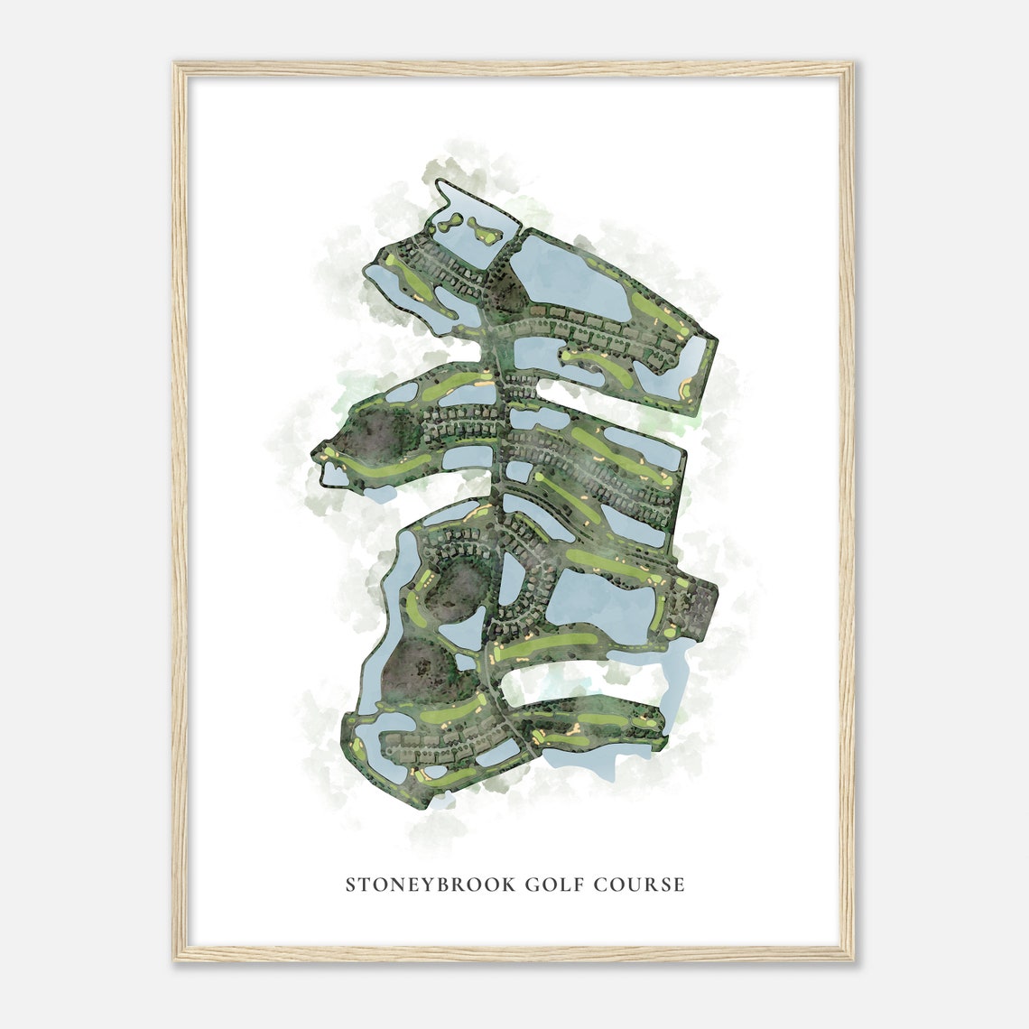 Stoneybrook Golf Course Classic Watercolor Course Map Poster
