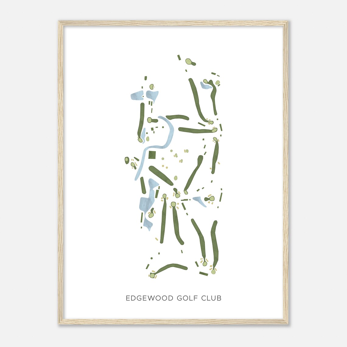 Edgewood Golf Club Illinois Modern Watercolor Golf Course Map Poster