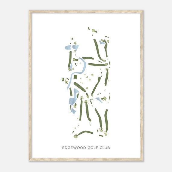 Edgewood Golf Club Illinois Modern Watercolor Map Golfer Gift Golf Wall Art Golf Poster Print Course Layout