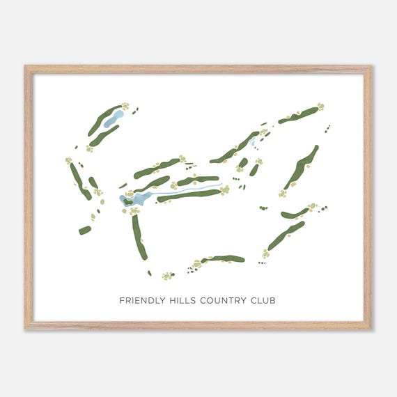 Friendly Hills Country Club In Whittier California Modern Watercolor Map Golfer Gift Golf Wall Art Golf Poster Print Course Layout