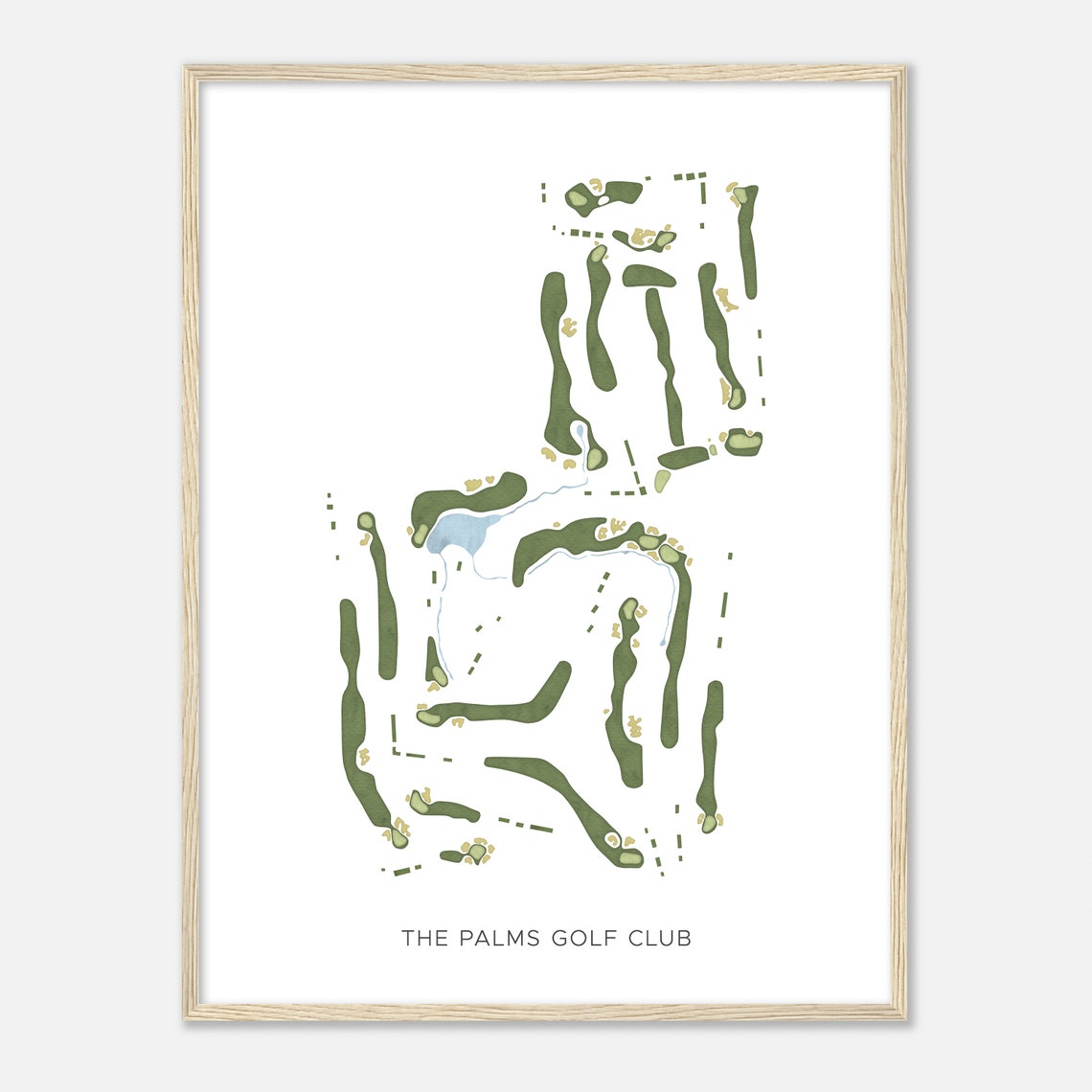 The Palms Golf Club Modern Minimalist Line Map Golfer Gift Print