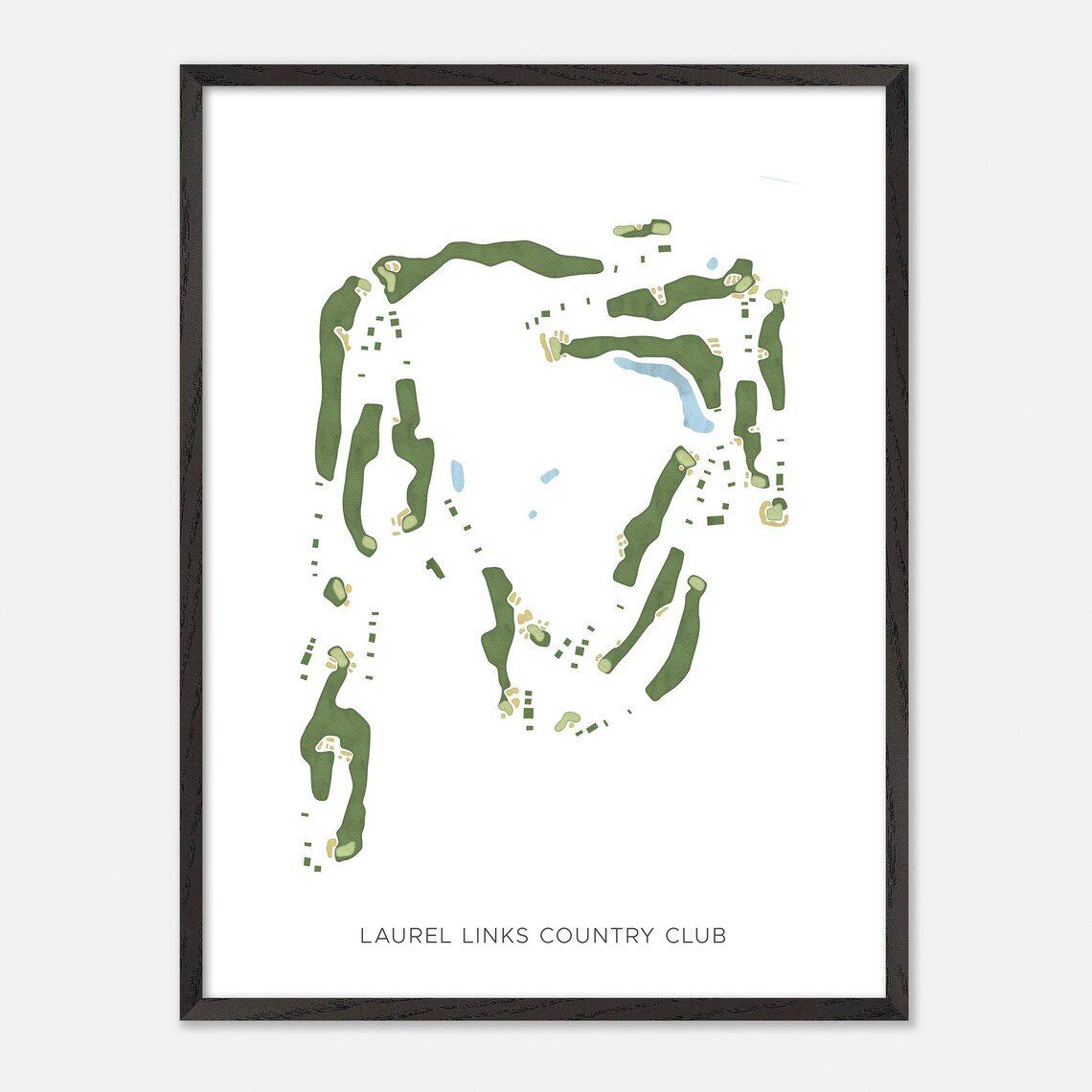 Laurel Links Country Club Mattituck New York Modern Watercolor Golf Map Poster - Image 3