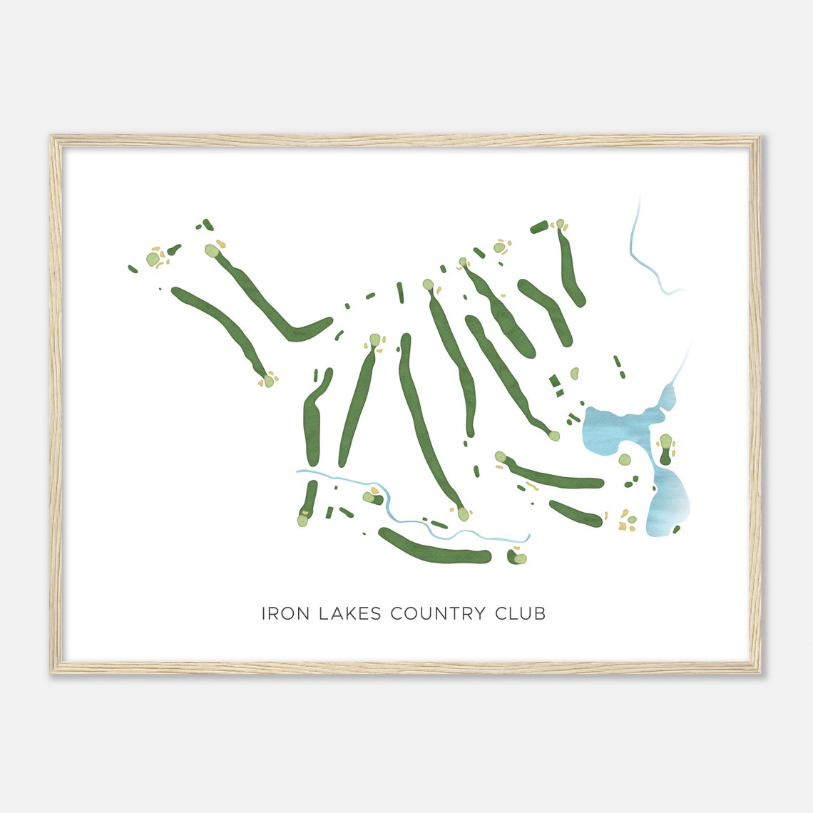 Iron Lakes Country Club Modern Watercolor Golf Course Map Poster - Image 2