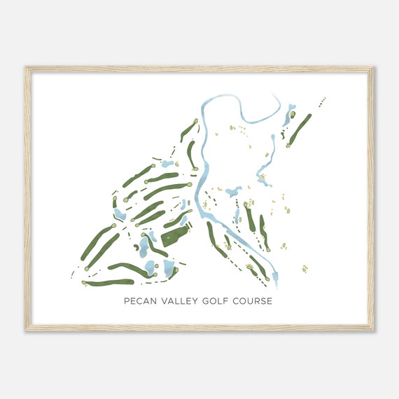 Pecan Valley Golf Course Texas Modern Watercolor Map Golfer Gift Golf Wall Art Golf Poster Print Course Layout