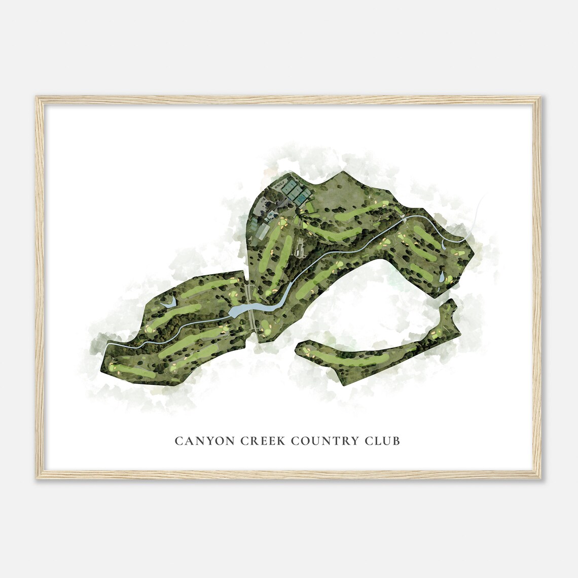 Canyon Creek Country Club Texas Classic Watercolor Map Poster - Image 2