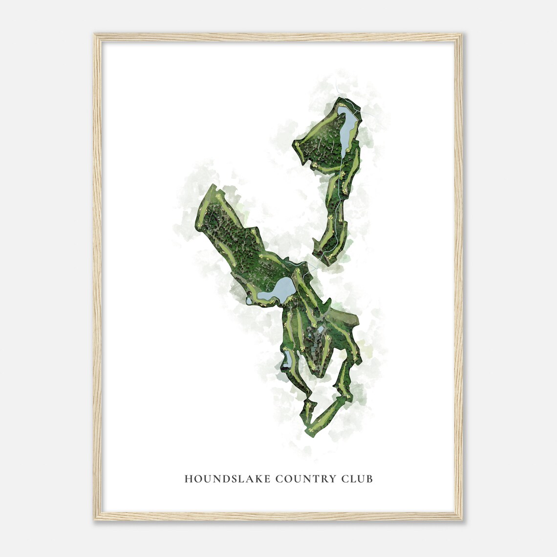 Houndslake Country Club Elegant Watercolor Aerial Course Map Art Poster - Image 2