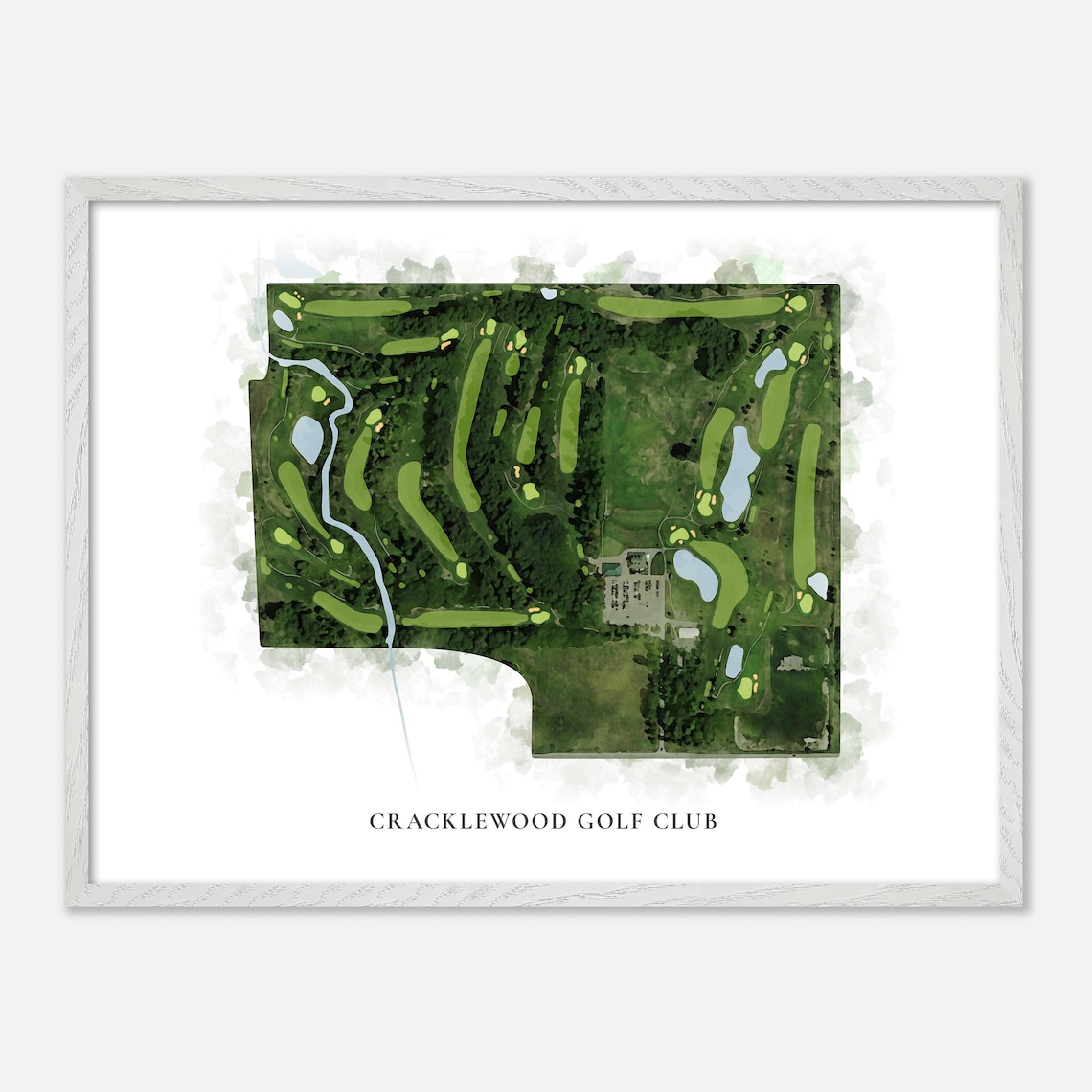 Cracklewood Golf Club Classic Watercolor Aerial Map Art Poster - Image 4