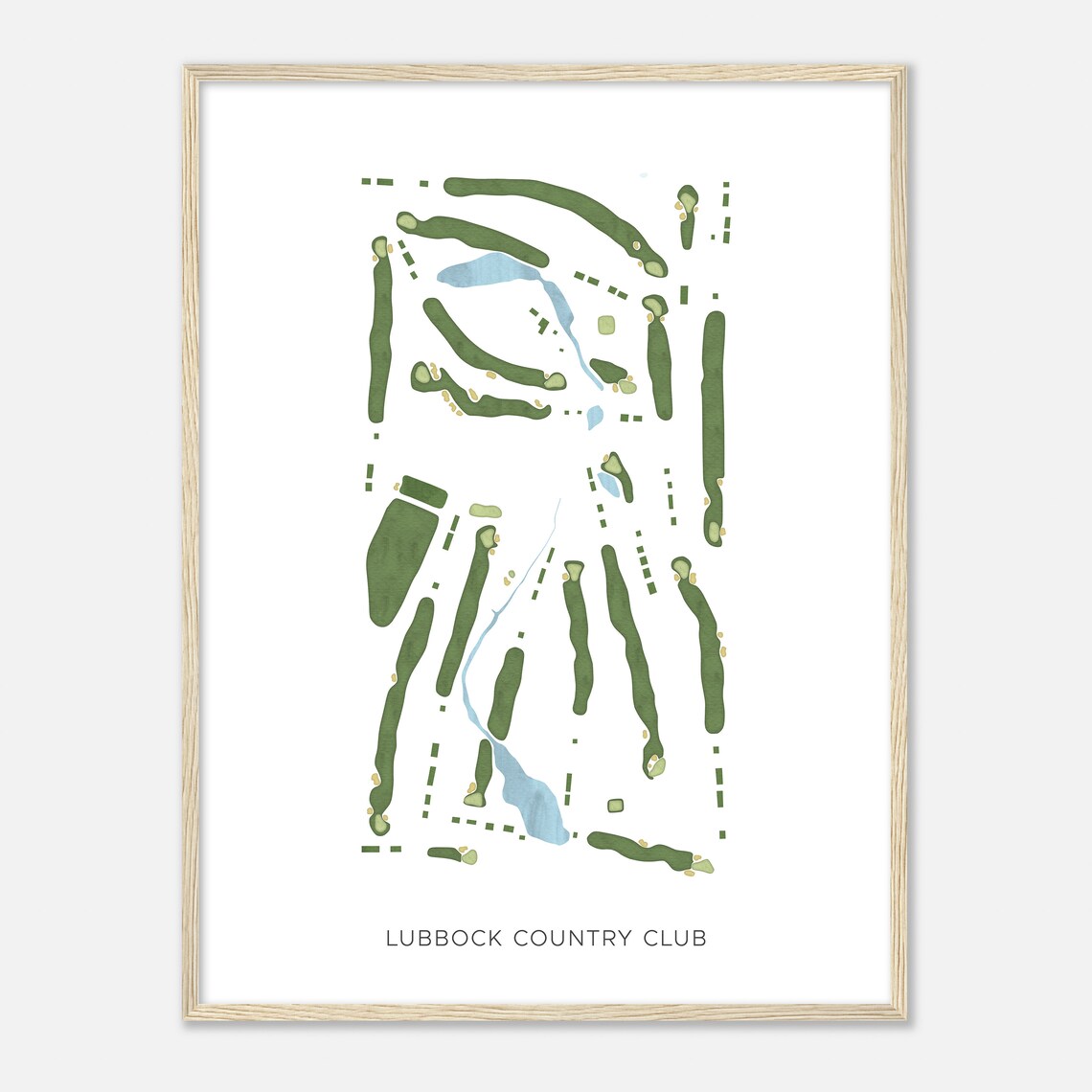 Lubbock Country Club Modern Minimalist Watercolor Map Poster