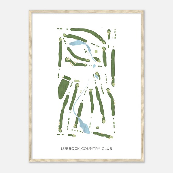 Lubbock Country Club Modern Minimalist Watercolor Map Poster