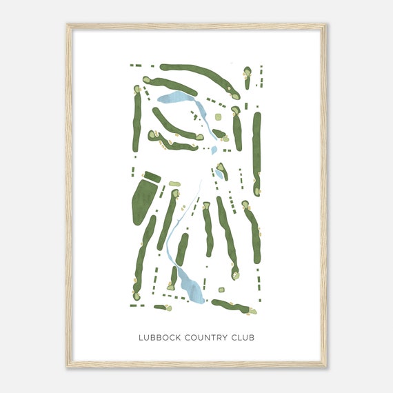 Lubbock Country Club Texas Modern Watercolor Map Golfer Gift Golf Wall Art Golf Poster Print Course Layout