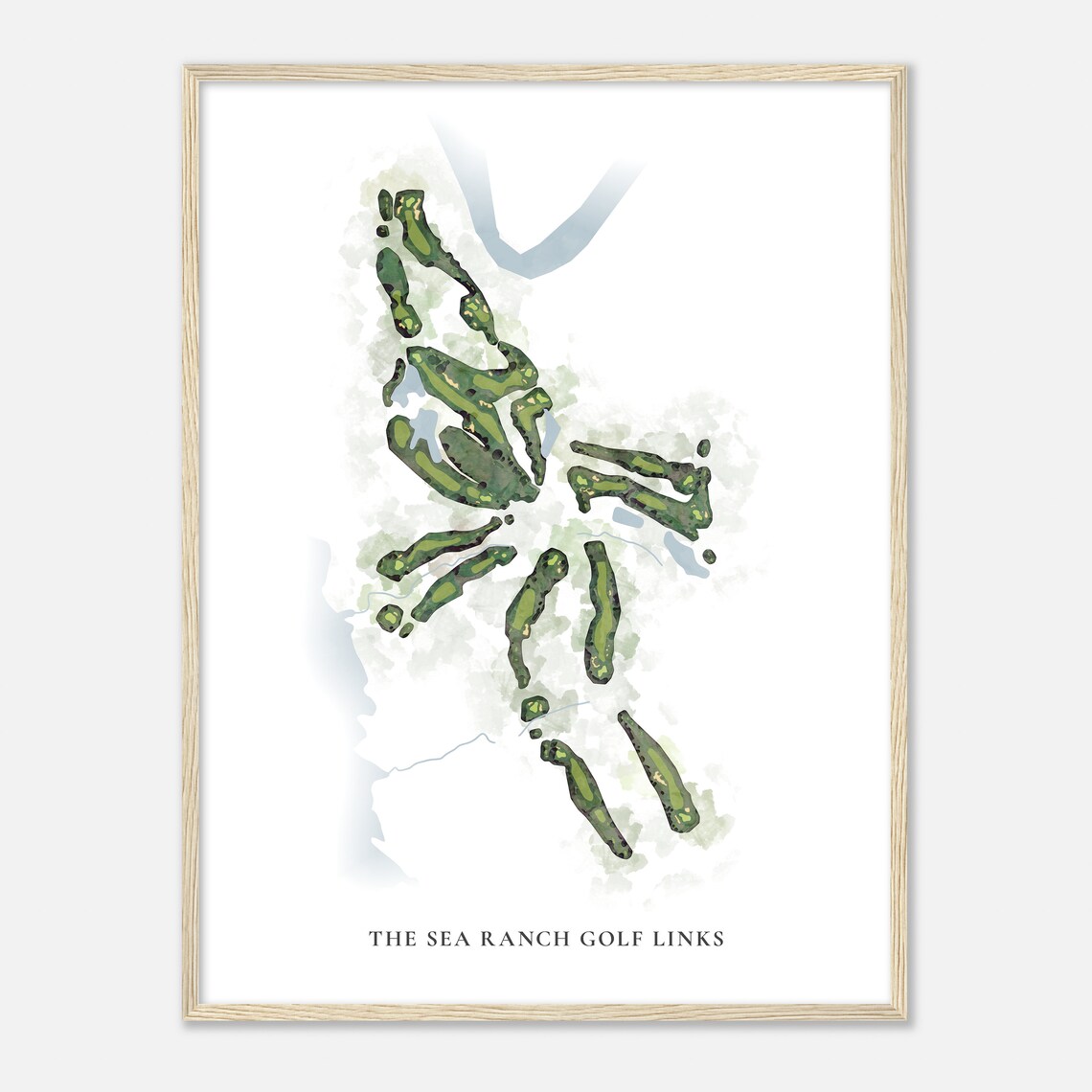 The Sea Ranch Golf Links Classic Watercolor Golf Course Map Poster - Image 2