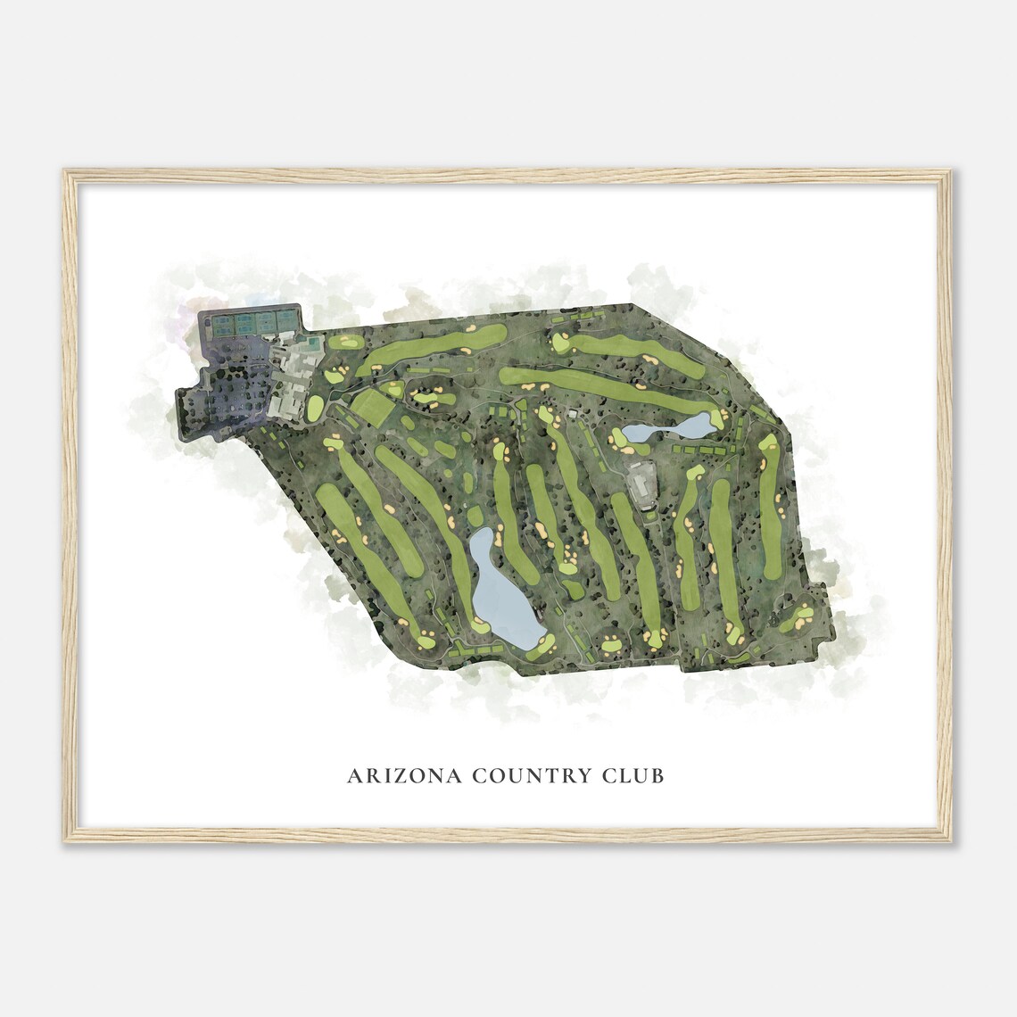 Arizona Country Club Classic Watercolor Golf Course Map Poster - Image 2