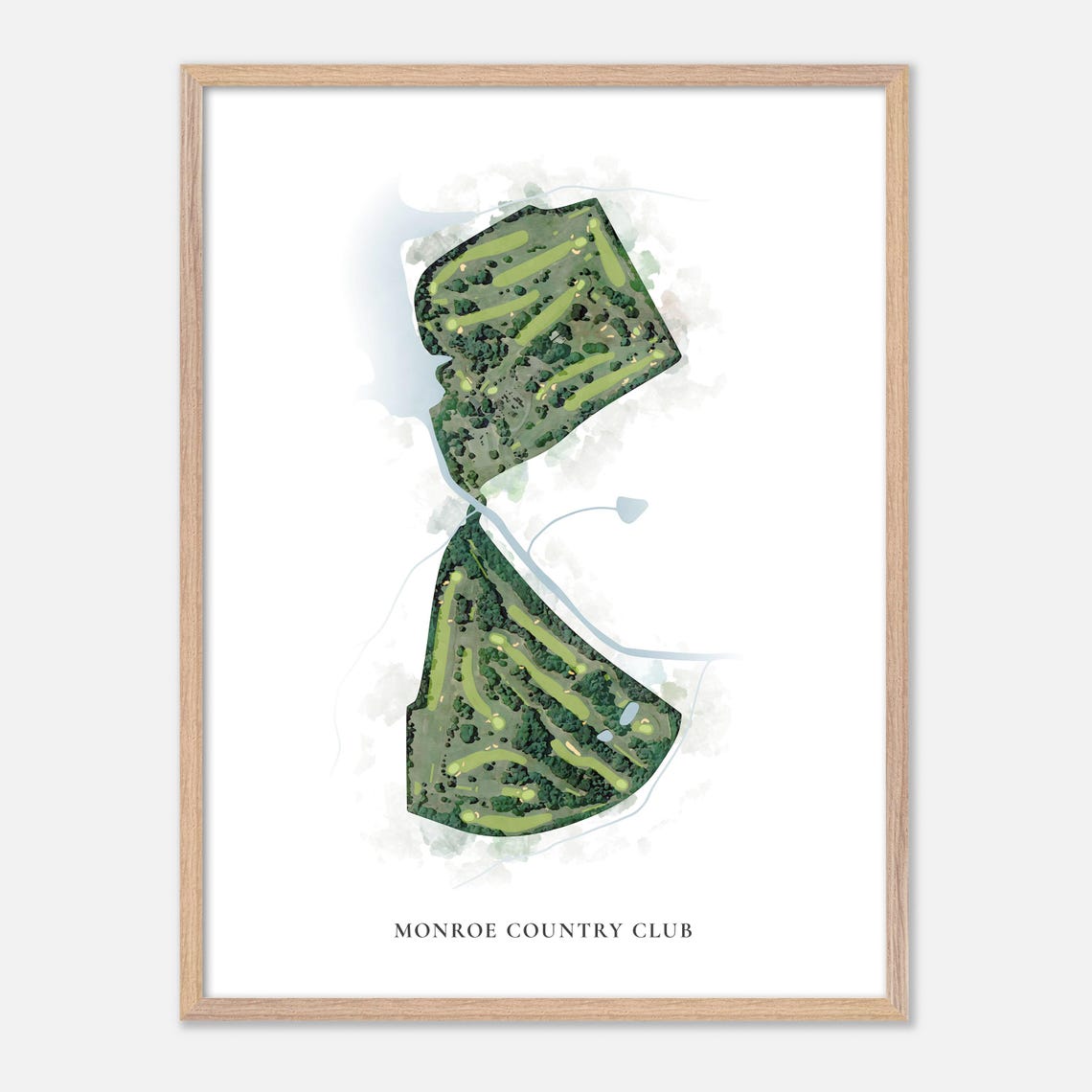 Monroe Country Club Watercolor Aerial Golf Course Map Poster - Image 6
