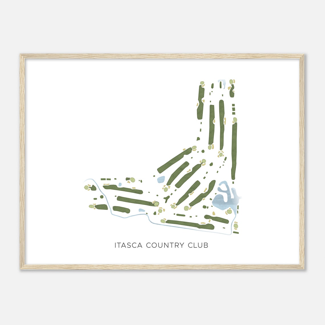 Itasca Country Club Elegant Watercolor Golf Course Map Poster - Image 2