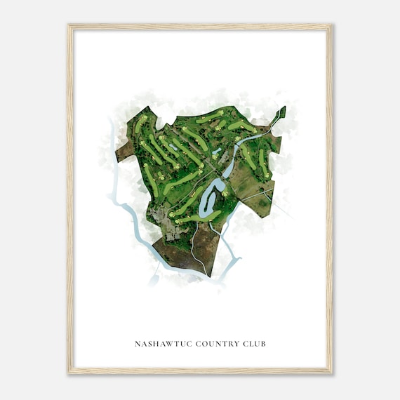 Nashawtuc Country Club Massachusetts Classic Watercolor Map Golfer Gift Golf Wall Art Golf Poster Print Course Layout