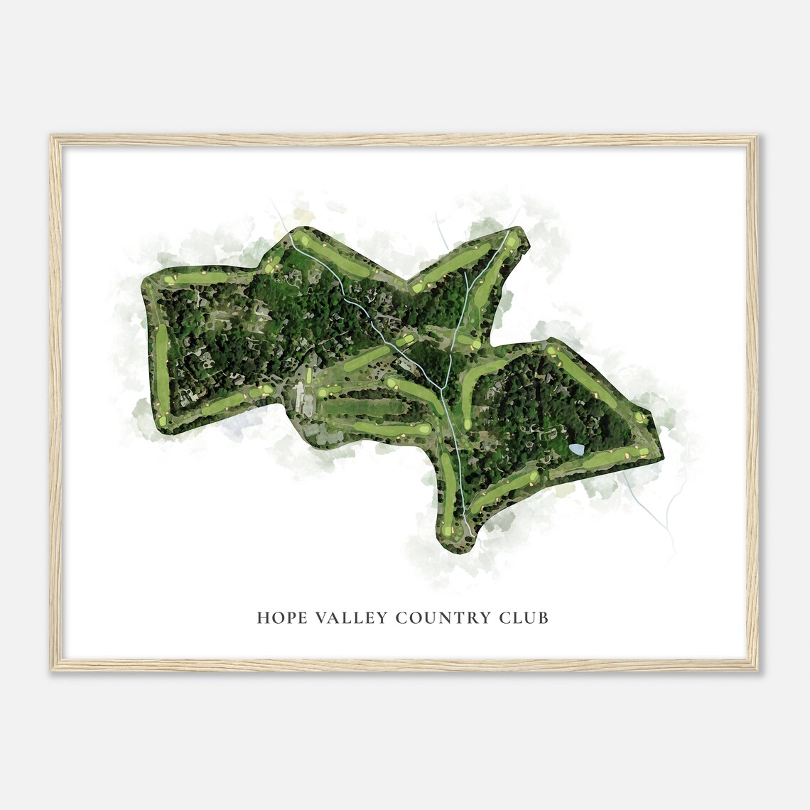 Hope Valley Country Club North Carolina Classic Watercolor Map Poster - Image 2