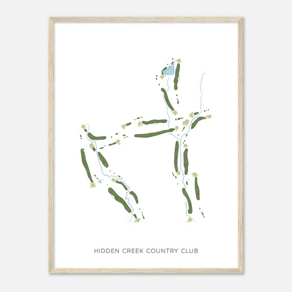 Hidden Creek Country Club Virginia Modern Watercolor Map Golfer Gift Golf Wall Art Golf Poster Print Course Layout