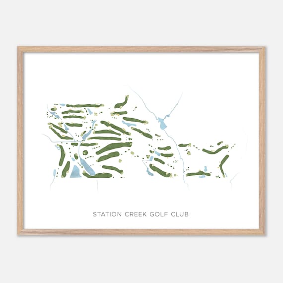 Station Creek Golf Club Modern Minimalist Watercolor Map Poster