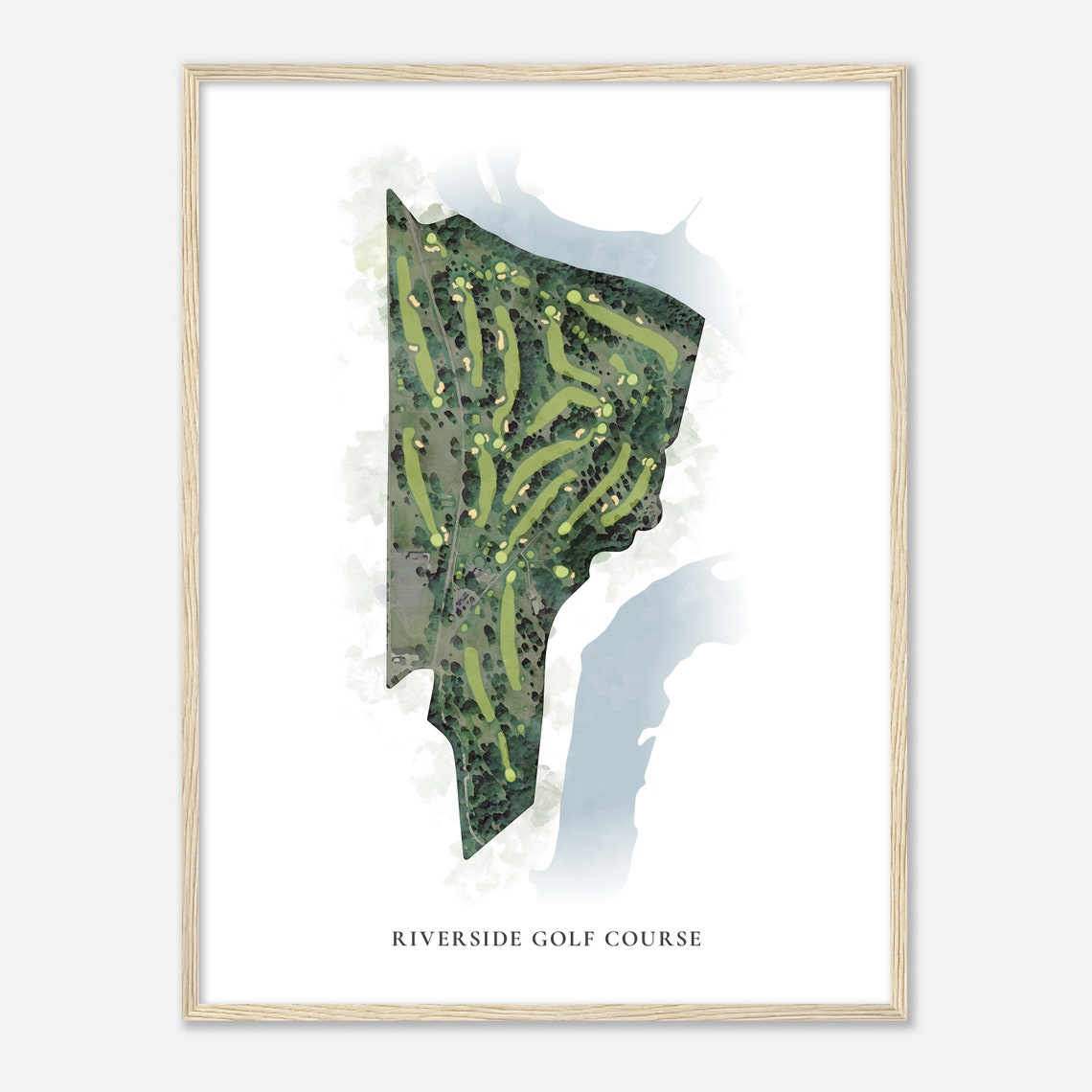 Riverside Golf Course Watercolor Aerial Map Golfer Gift Poster