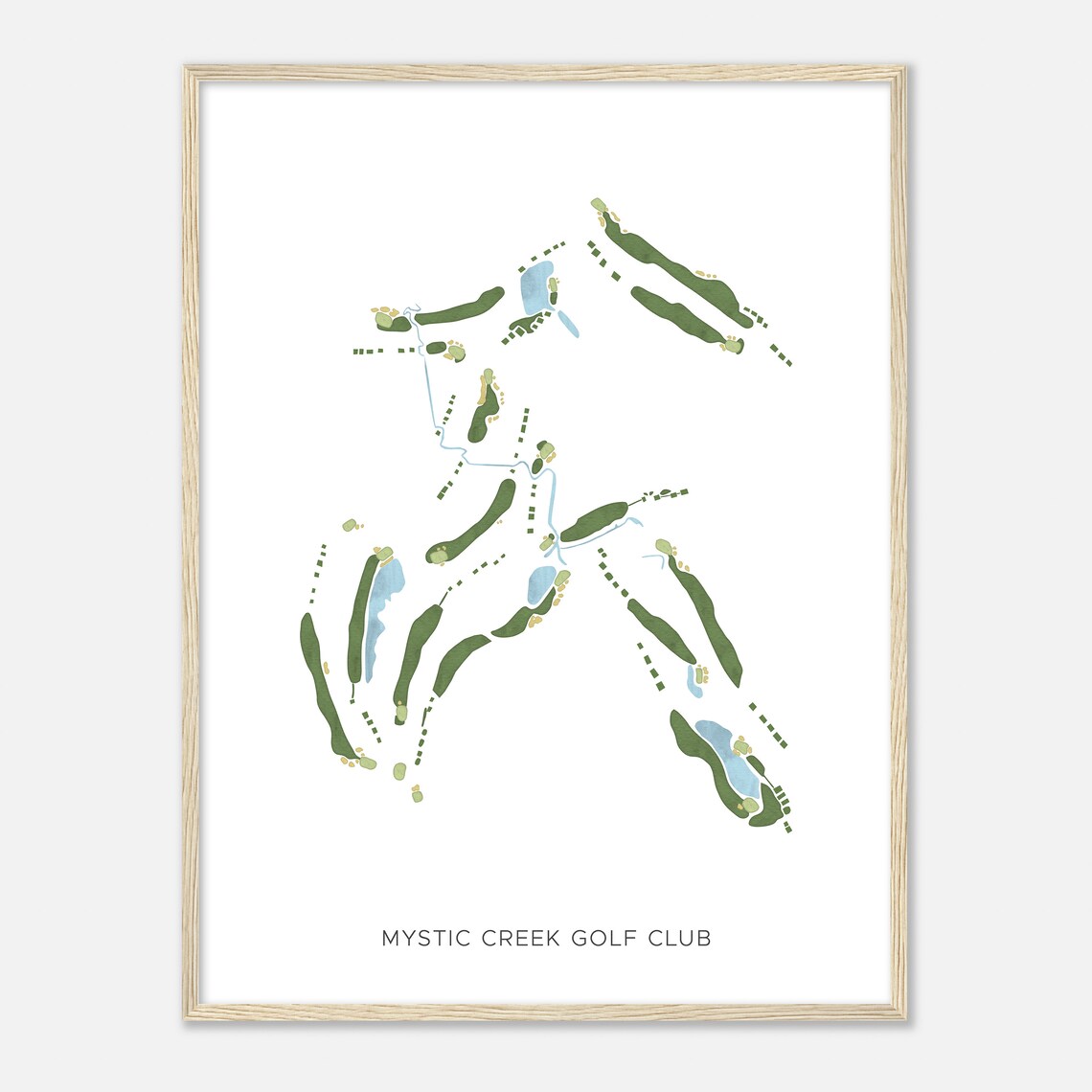 Mystic Creek Golf Club Arkansas Modern Watercolor Map Poster