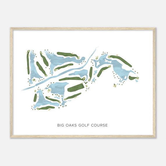 Big Oaks Golf Course Mississippi Modern Watercolor Map Poster
