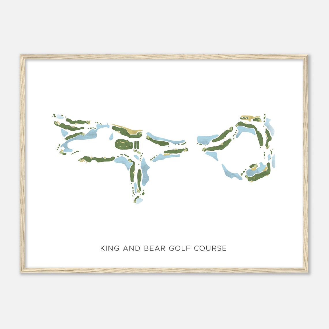 King And Bear Golf Course Florida Modern Watercolor Map Poster