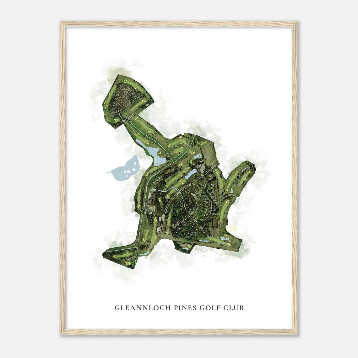 Gleannloch Pines Golf Club Texas Watercolor Map Poster - Image 2