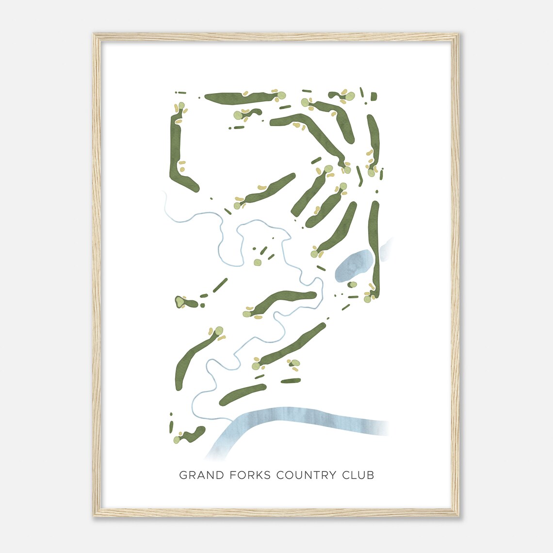 Grand Forks Country Club North Dakota Modern Watercolor Map Poster - Image 2