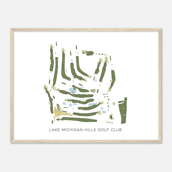 Lake Michigan Hills Golf Club Michigan Modern Watercolor Map Golfer Gift Golf Wall Art Golf Poster Print Course Layout