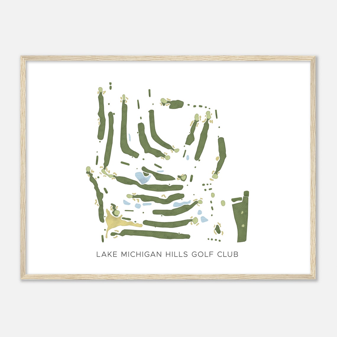 Lake Michigan Hills Golf Club Modern Minimalist Golf Map Poster