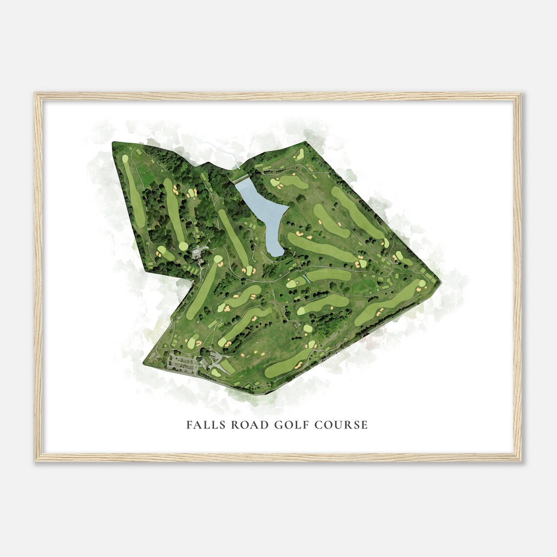 Falls Road Golf Course Maryland Classic Watercolor Golf Map Poster