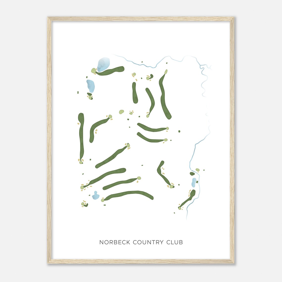 Norbeck Country Club Maryland Modern Watercolor Golf Map Poster - Image 2