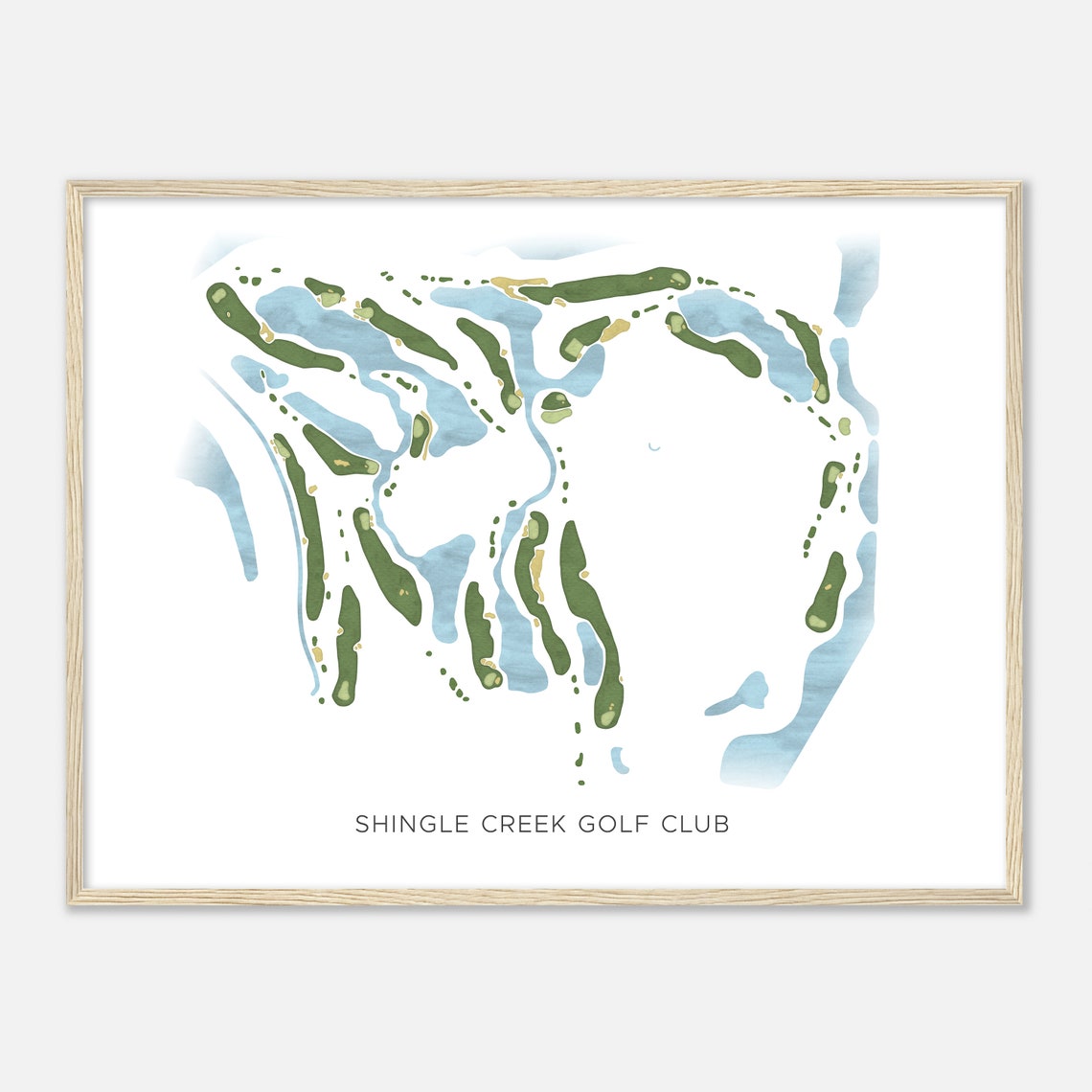 Shingle Creek Golf Club Modern Watercolor Golf Course Map Poster