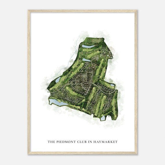 The Piedmont Club in Haymarket Elegant Watercolor Aerial Course Map Art Poster