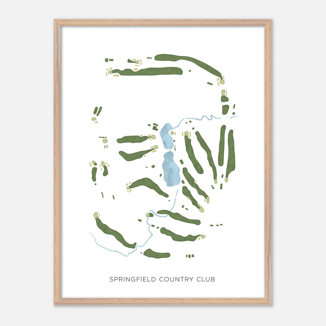 Springfield Country Club Minimalist Watercolor Course Map Poster - Image 2