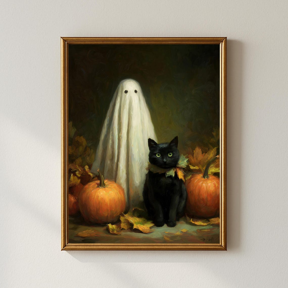 Cute With Black Cat Wall Art Vintage Halloween Decor Spooky For Lovers