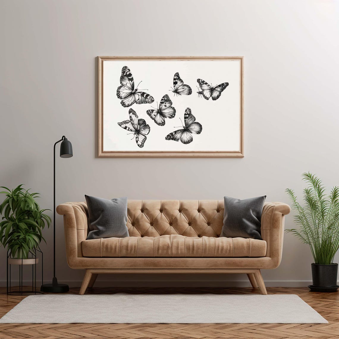 Monochrome Butterfly Specimen Sketches in Landscape Format Poster - Image 5