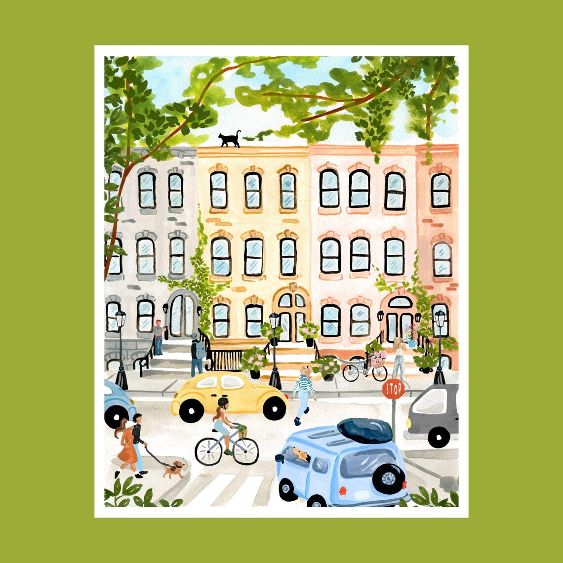New York City Watercolor Travel Poster, Skyline Art Print