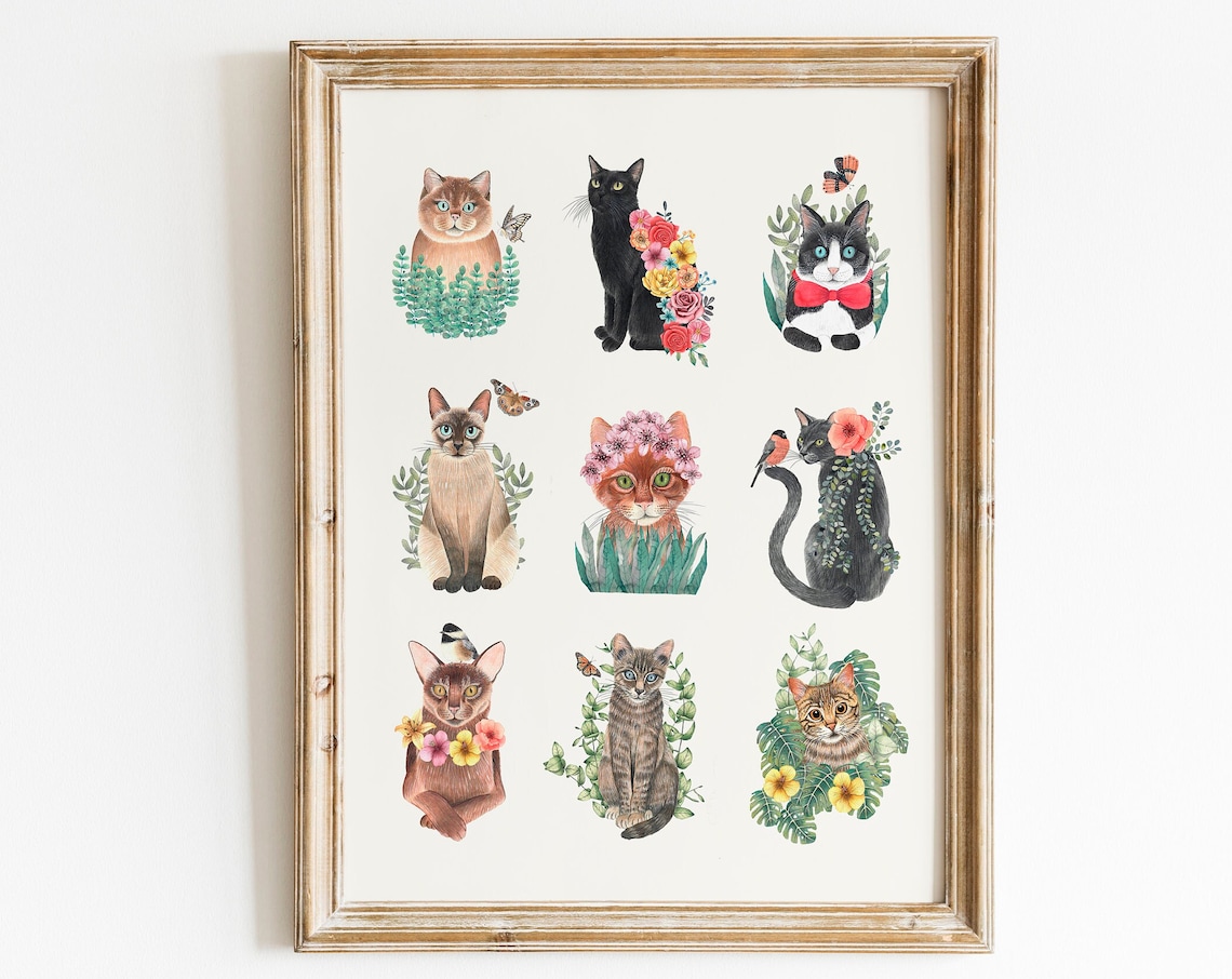 Cat Print Poster, Tabby Kitten Illustration