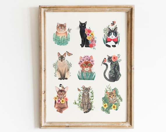 Cat Print Poster, Tabby Kitten Illustration