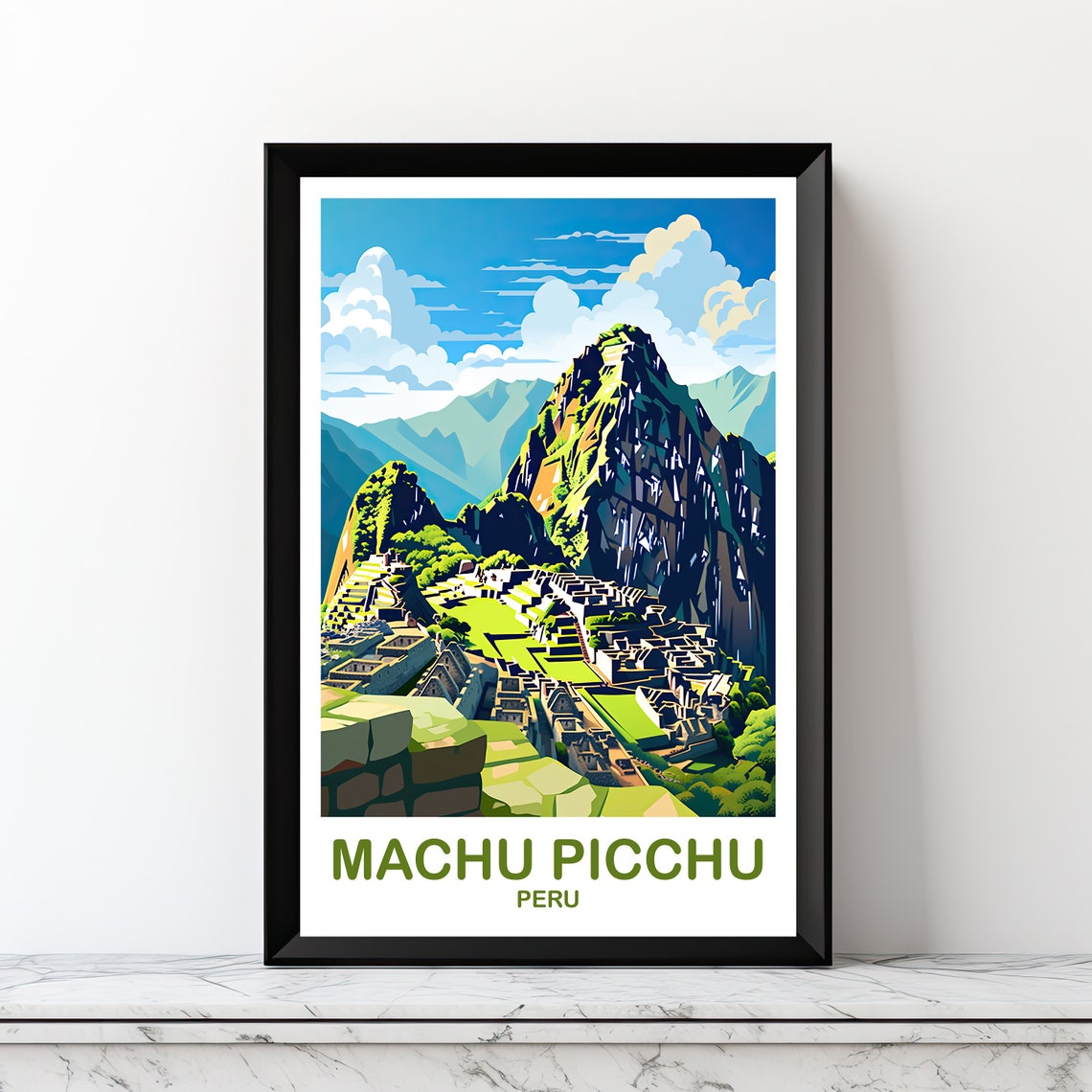 Machu Picchu Peru Ancient Ruins Mountain Wonder Travel Poster