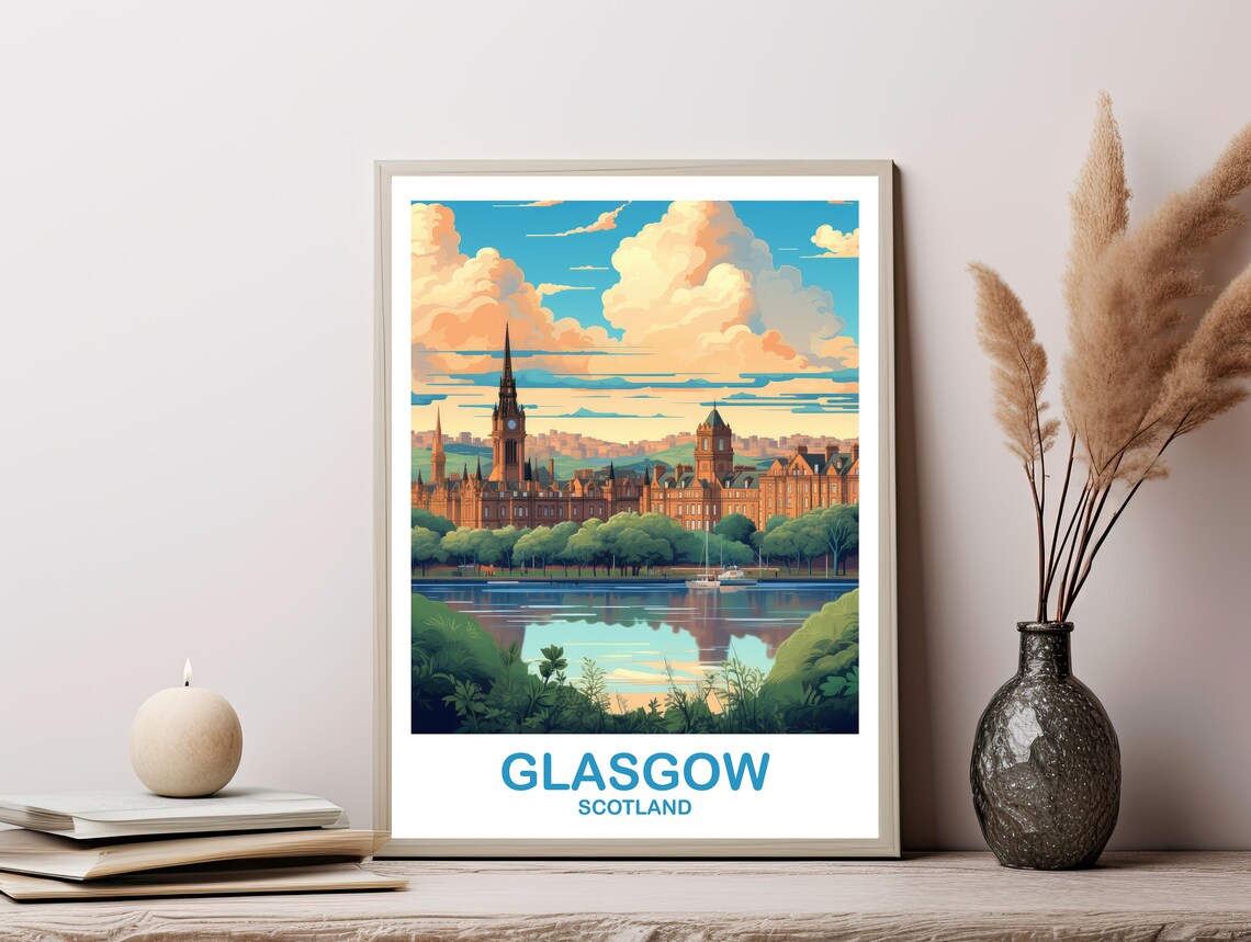 Glasgow Travel Poster Art Glasgow Travel Art Scotland Wall Art Glasgow Scotland Travel Travel Wall Art Dt2euscgl3 - Image 3