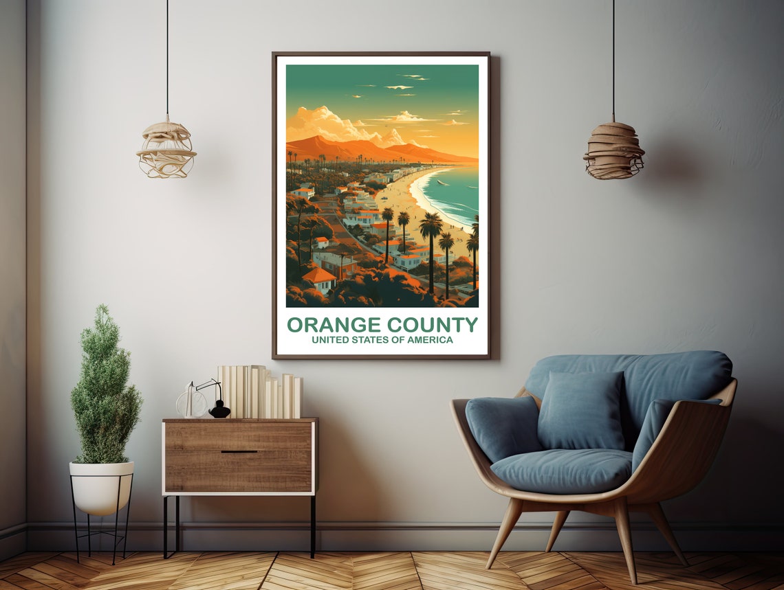 Orange Country Travel Print California Travel Wall Art Los Angeles Art City Skyline Wall Art California Wall Art Dt2nacaoc1 - Image 3