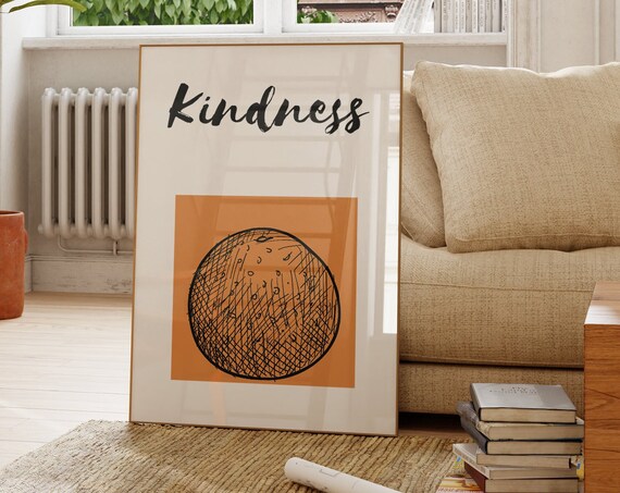 Kindness Orange Fruit Sketch Christian Affirmation Wall Art Poster