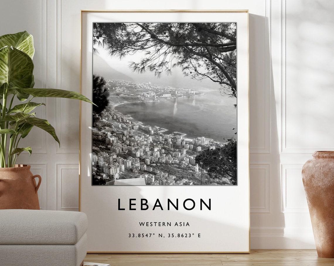 Lebanon Travel Print Lebanon Travel Poster Beirut Travel Print Middle East Travel Art Islamic Decor Black And White Travel Art