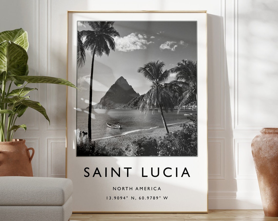 Saint Lucia Travel Print Saint Lucia Travel Poster Caribbean Travel Print Tropical Print Tropical Decor Travel Art Travel Gift