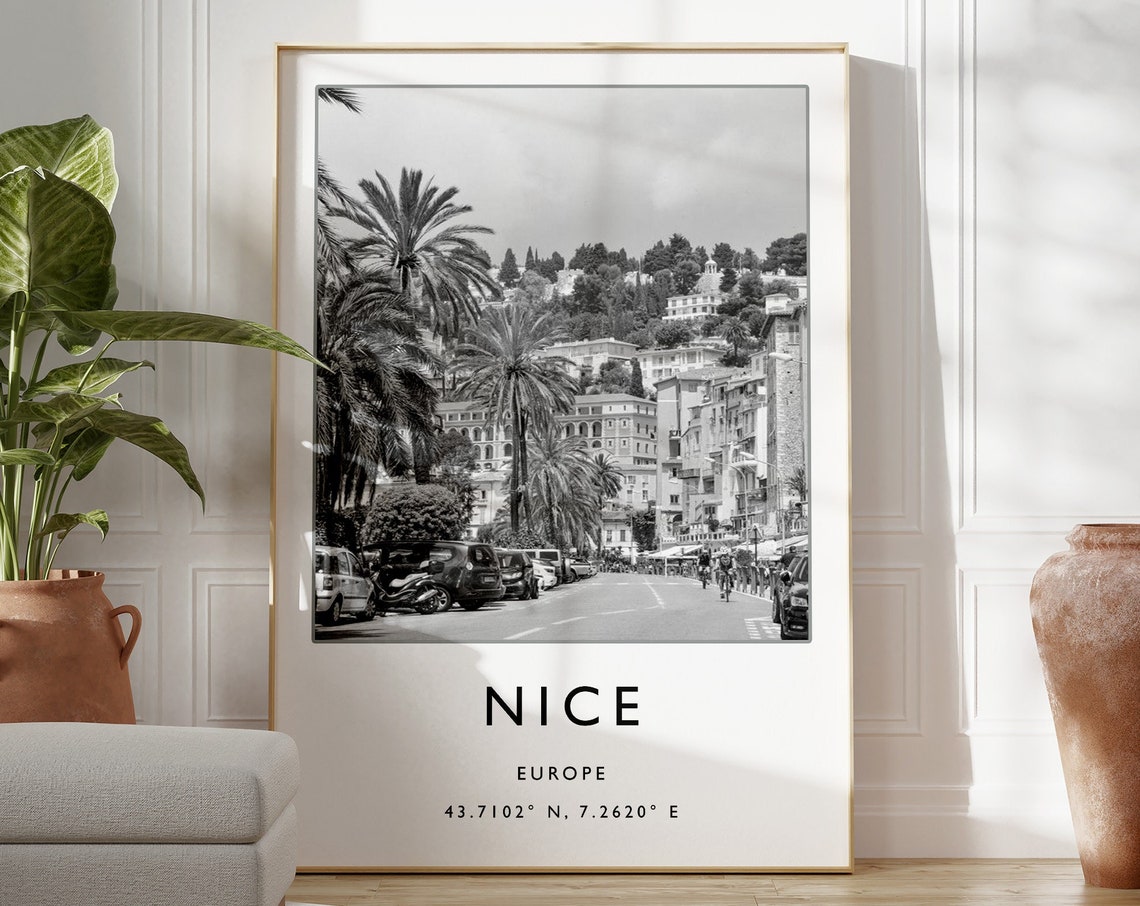 Nice France Travel Print France Travel Poster Nice Gift French Coast Travel Art France Travel Decor Black And White Travel Print